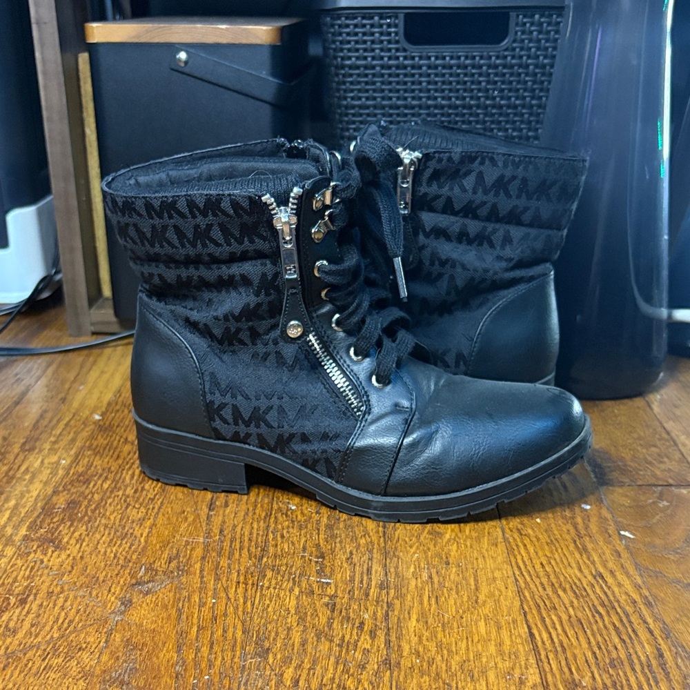 Michael Kors Black Moto Boots with Logo Detail
